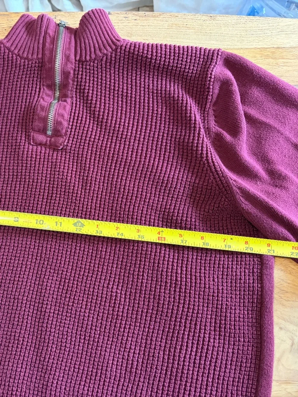 Weatherproof Vintage Quarter Zip Sweater Burgundy Textured Knit Size Large ♥️